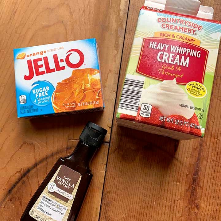 ingredients for Jello orange popsicles