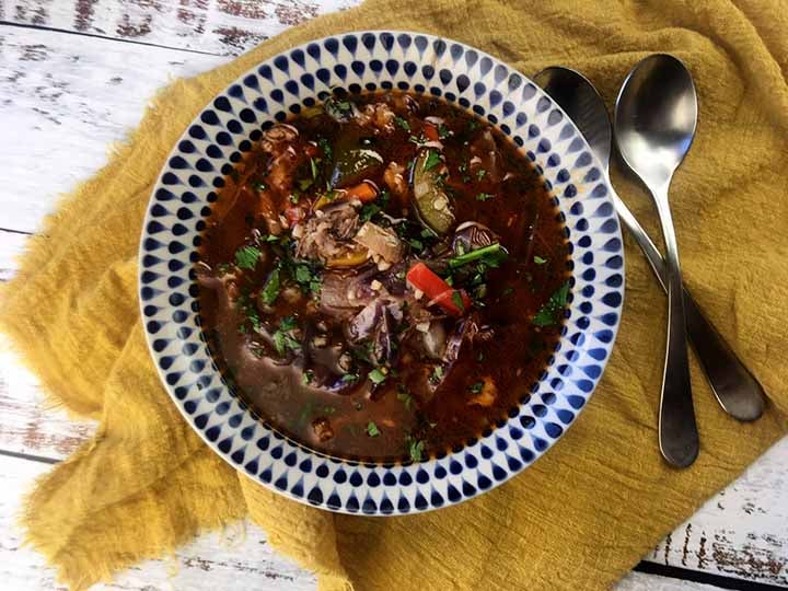 a bowl of Keto Vegetable Beef Soup
