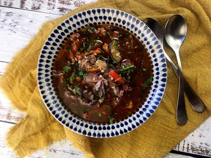 a bowl of Keto Vegetable Beef Soup