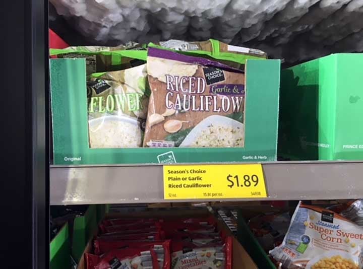 Aldi Cauliflower Rice in Frozen Section