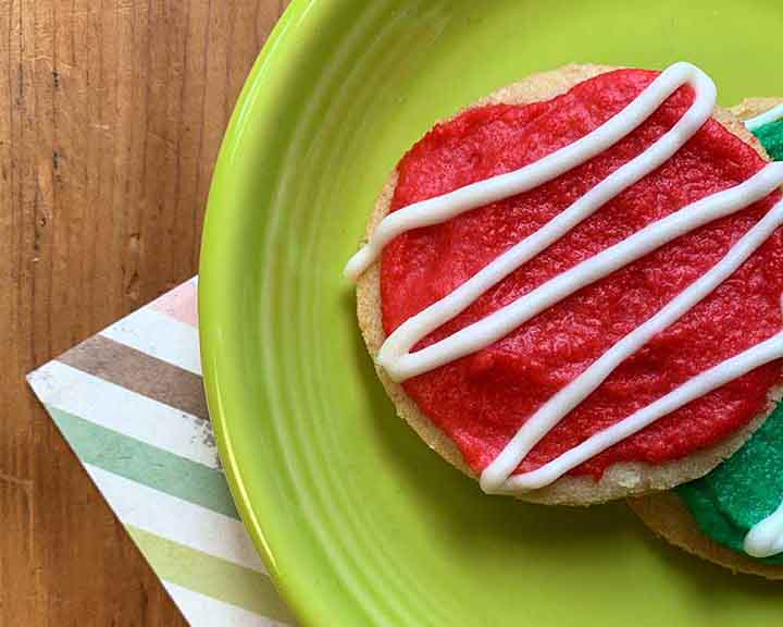 a green plate of Keto shortbread cookies
