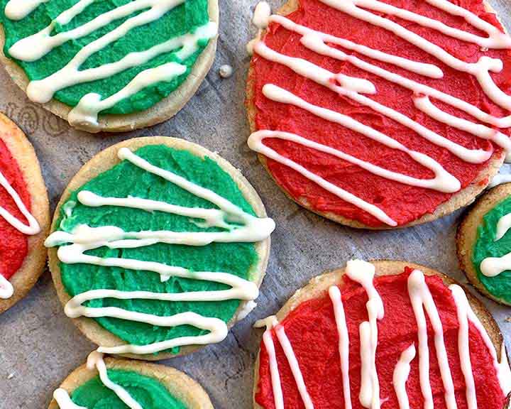 low carb Christmas Cookies on a baking sheet