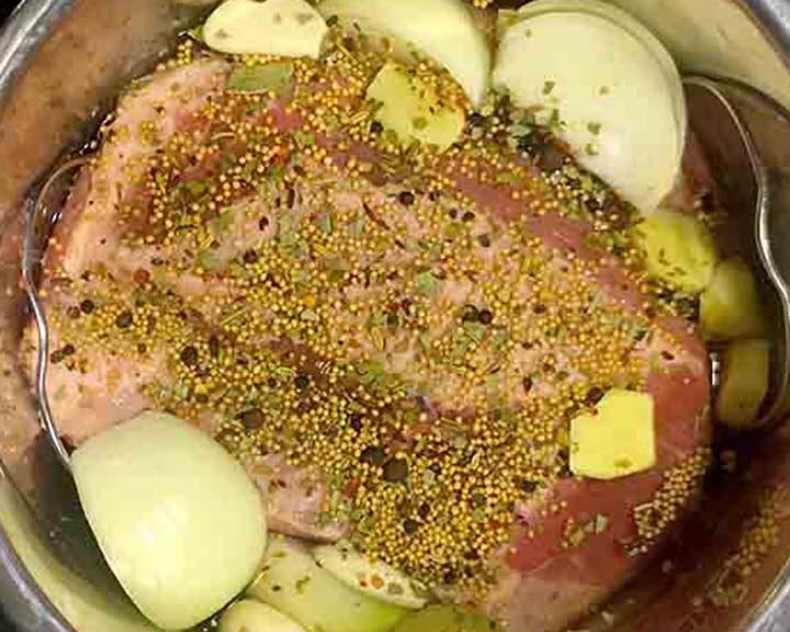 a close up on a Keto Corned Beef Dinner