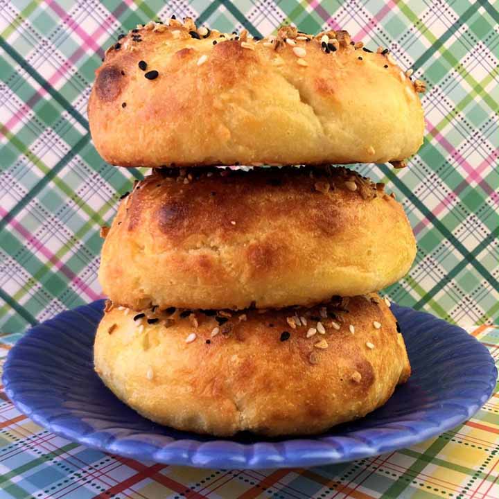 a stack of Keto everything bagels