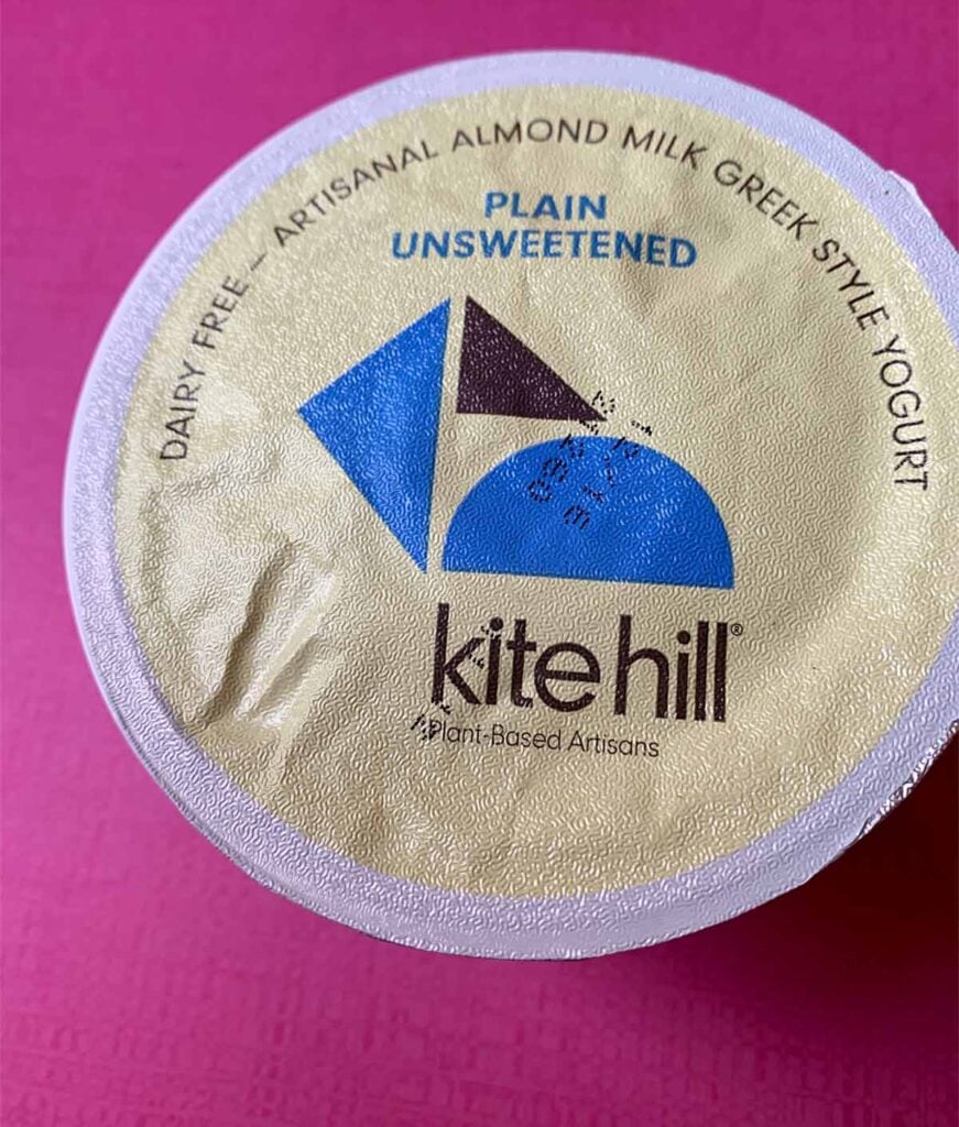 a cup of Kite Hill Plain Almond Milk Greek Yogurt