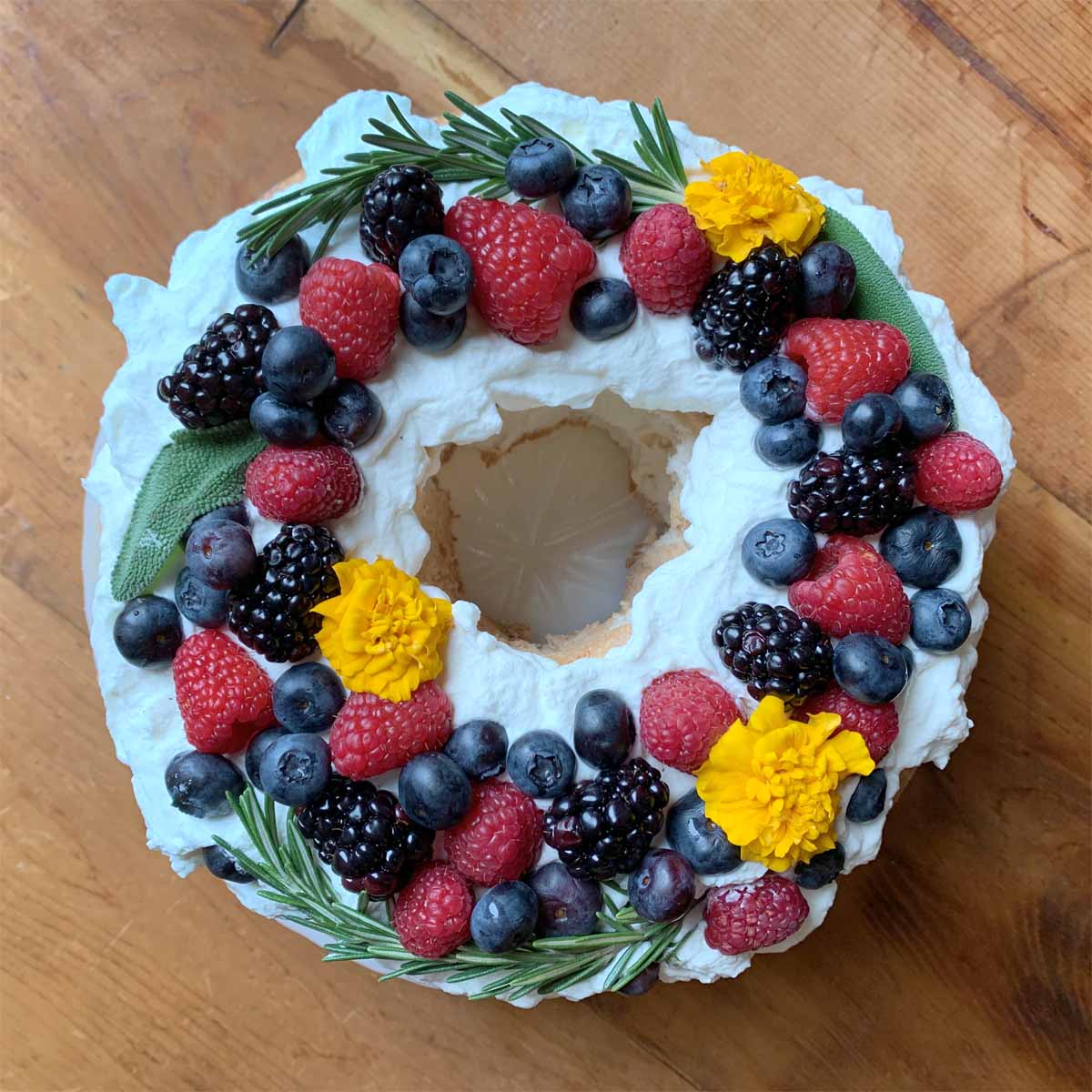 a top down view of a Keto Angel Food Cake
