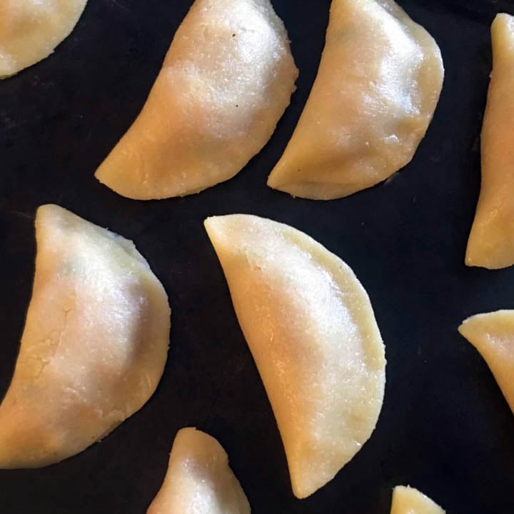 Keto Dumplings on a baking sheet