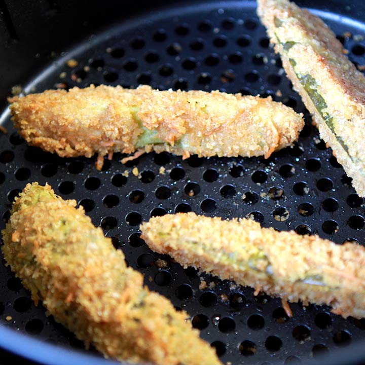 recipe in the basket of an air fryer