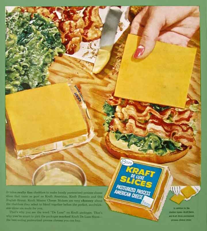 an old advertisement for Kraft Sliced American Cheese