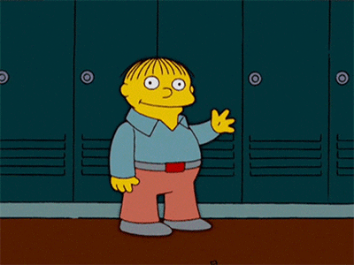a gif of Ralph from the Simpsons waving good bye