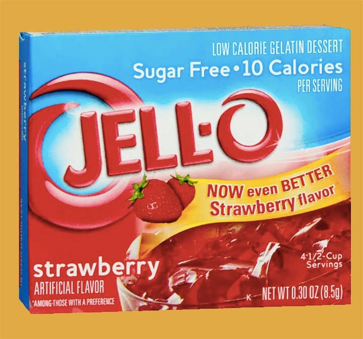 a box of Sugare Free Strawberry Jello