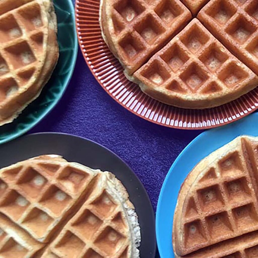 a top down view of low carb waffles