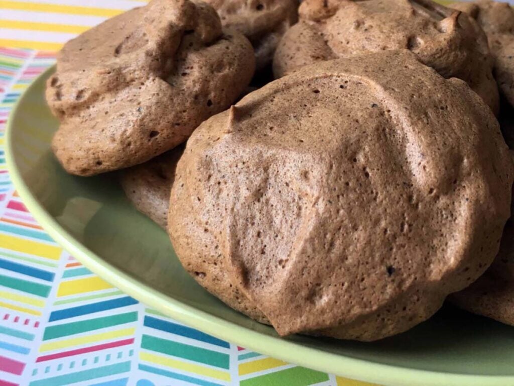 a plate of Keto Chocolate Meringue Cookies