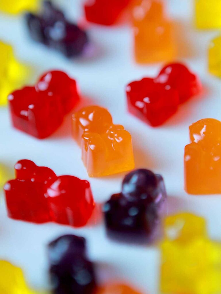 sugar-free gummy bears on a plate