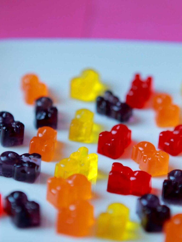 sugar-free gummy bears on a plate