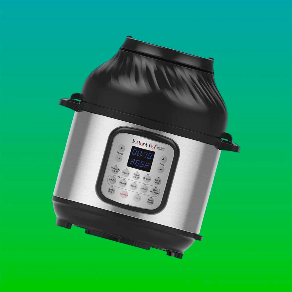 an Instant Pot against a fade background