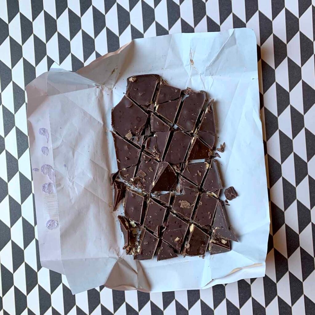 a broken up sugar-free chocolate bar