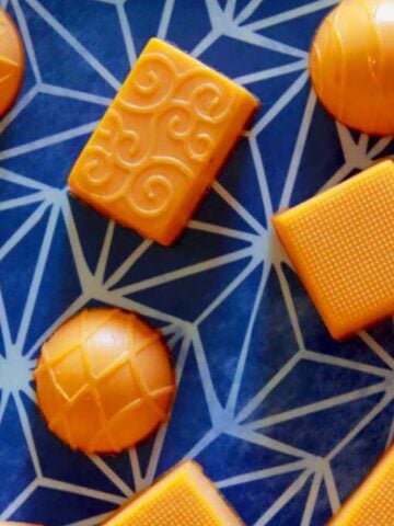 top down view of some orange gummies