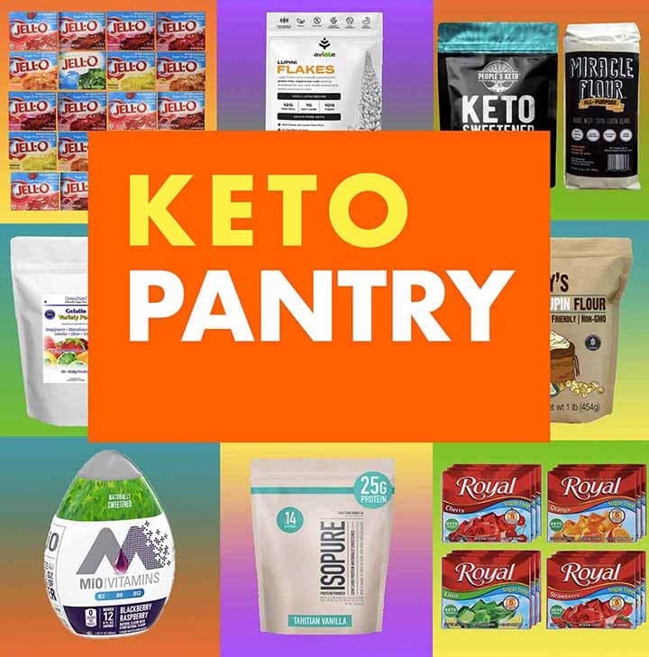 images of Keto food products with text that says Keto Pantry