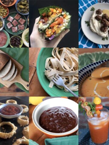a grid of 9 food images