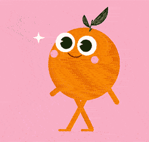 a gif of a cool walking orange