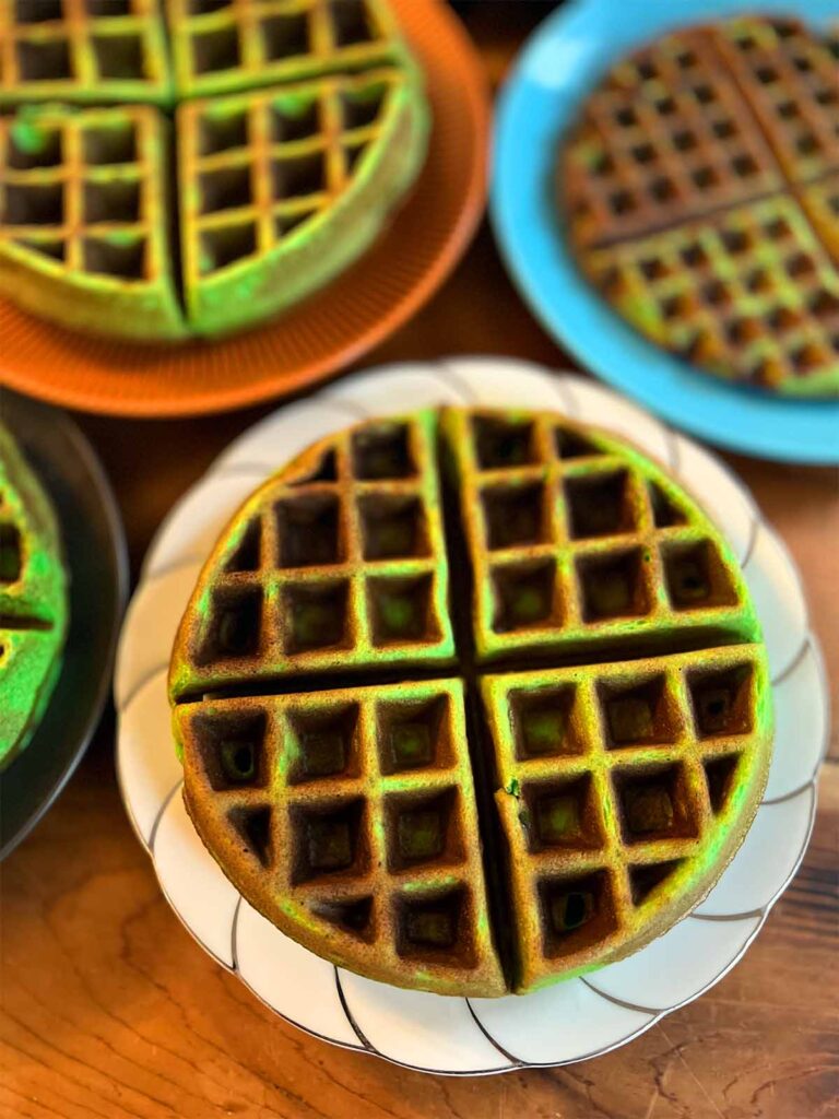 multiple plates of Pandan Waffles