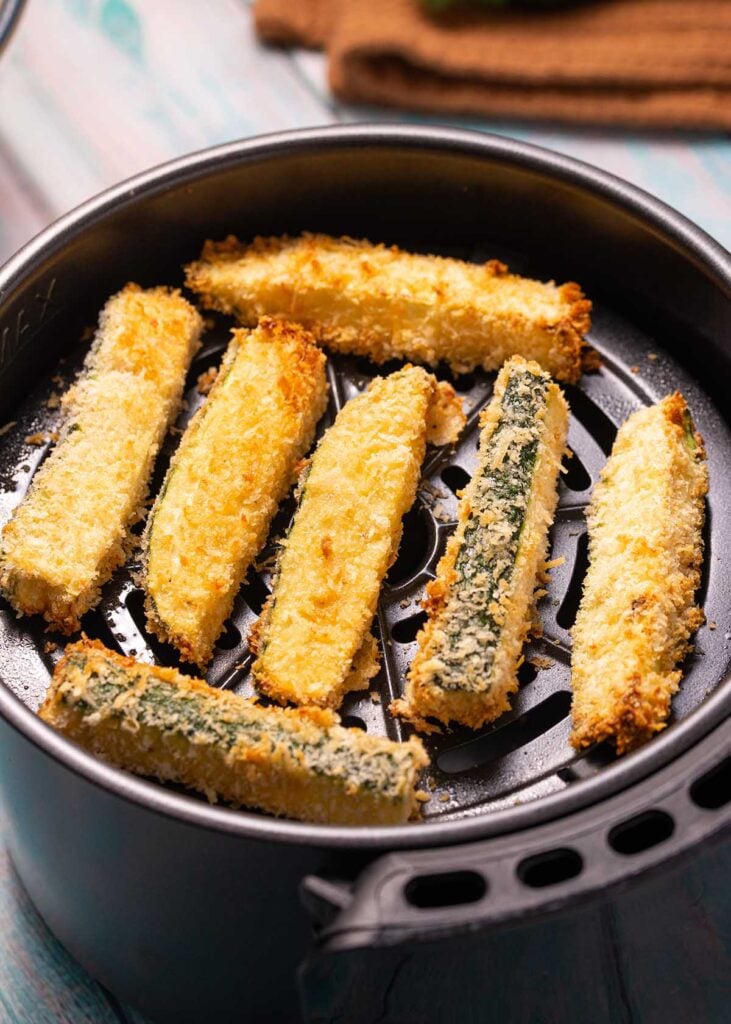 Fried Zucchini Fries in an air fryer.