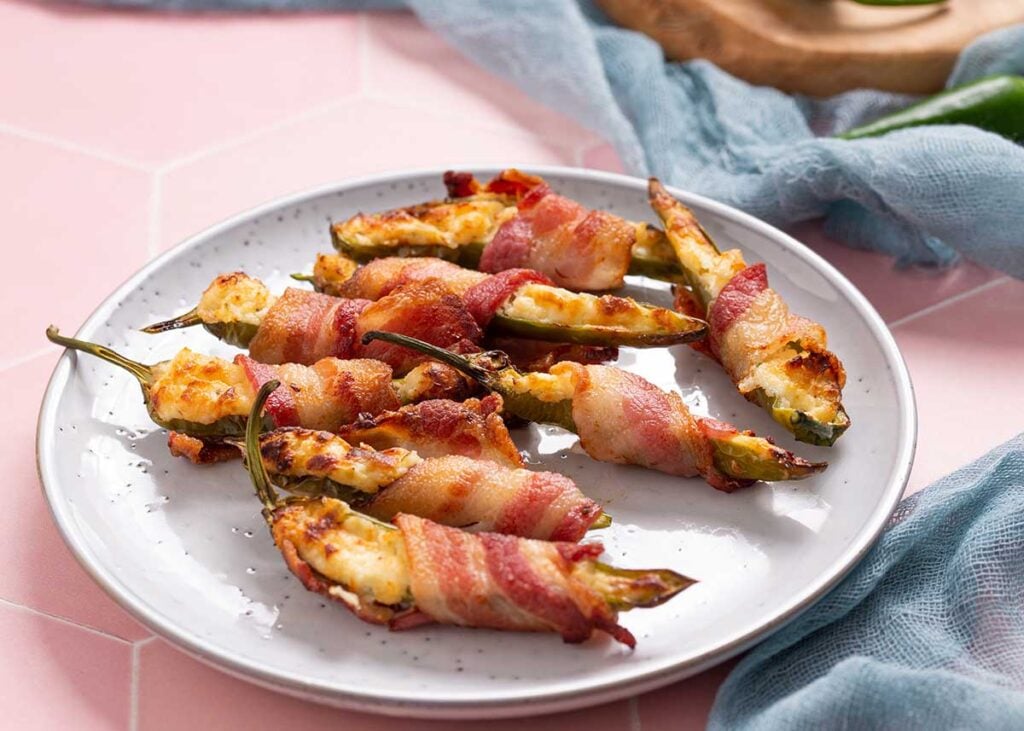 8 Jalapeño Pepper Poppers on a plate.