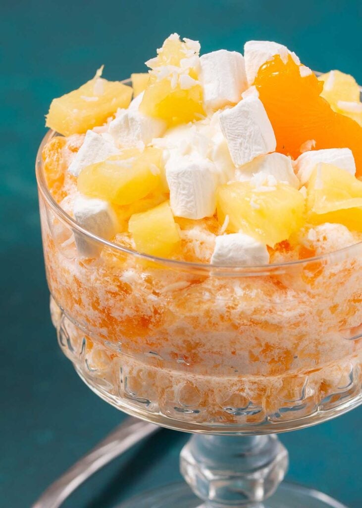 close up of Orange Jello Salad